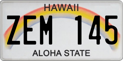 HI license plate ZEM145