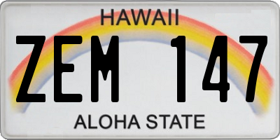 HI license plate ZEM147