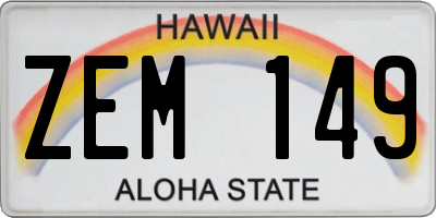 HI license plate ZEM149