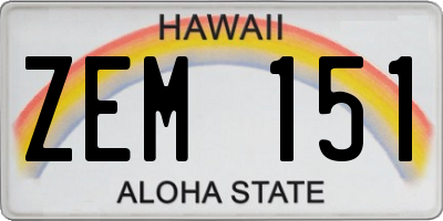 HI license plate ZEM151