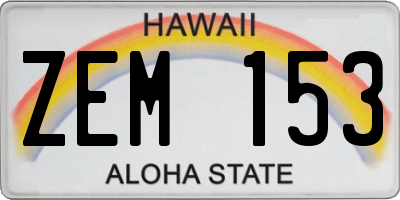 HI license plate ZEM153