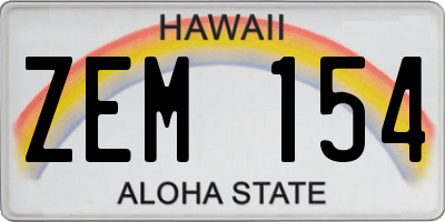HI license plate ZEM154