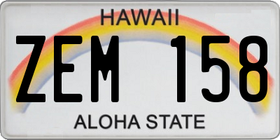 HI license plate ZEM158
