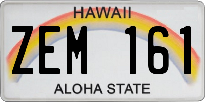 HI license plate ZEM161