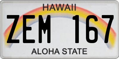 HI license plate ZEM167