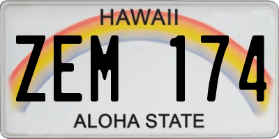 HI license plate ZEM174
