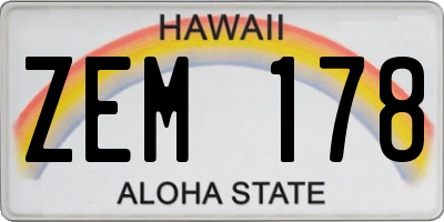 HI license plate ZEM178
