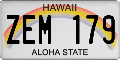 HI license plate ZEM179