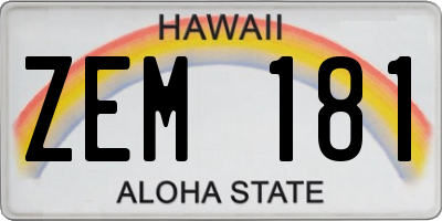 HI license plate ZEM181