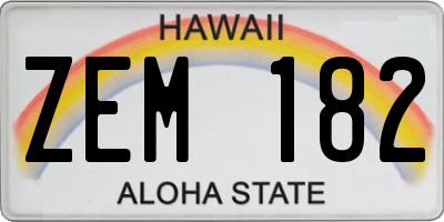 HI license plate ZEM182