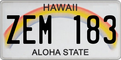 HI license plate ZEM183