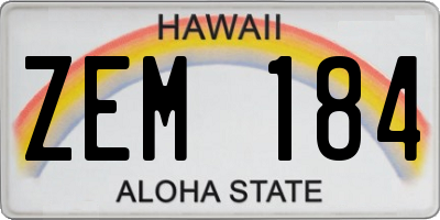 HI license plate ZEM184