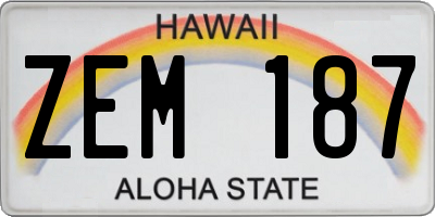 HI license plate ZEM187