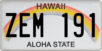 HI license plate ZEM191