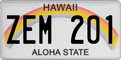 HI license plate ZEM201