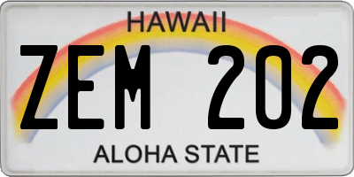 HI license plate ZEM202