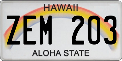 HI license plate ZEM203