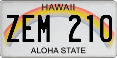 HI license plate ZEM210
