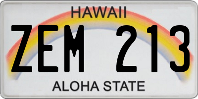 HI license plate ZEM213