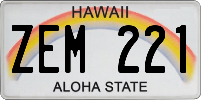 HI license plate ZEM221