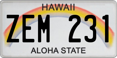HI license plate ZEM231