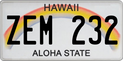 HI license plate ZEM232