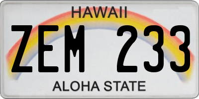 HI license plate ZEM233