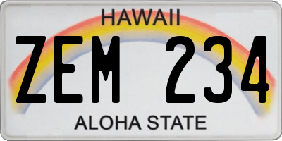HI license plate ZEM234