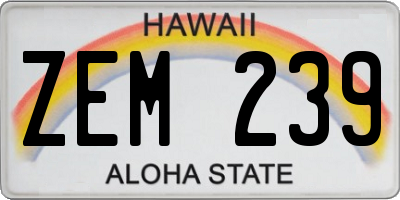 HI license plate ZEM239