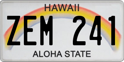 HI license plate ZEM241