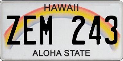 HI license plate ZEM243