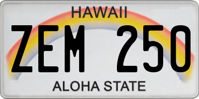 HI license plate ZEM250