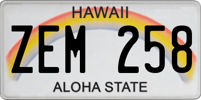 HI license plate ZEM258