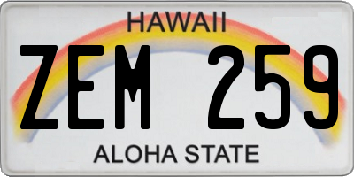 HI license plate ZEM259