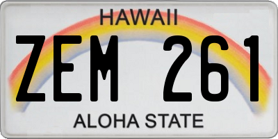 HI license plate ZEM261
