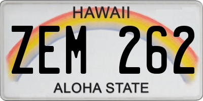 HI license plate ZEM262
