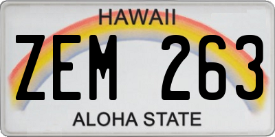 HI license plate ZEM263