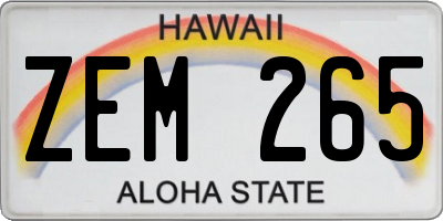 HI license plate ZEM265