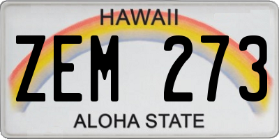HI license plate ZEM273