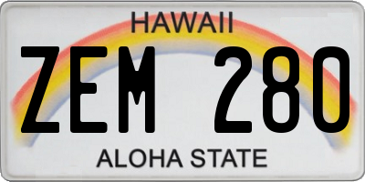 HI license plate ZEM280