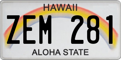 HI license plate ZEM281