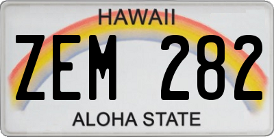 HI license plate ZEM282