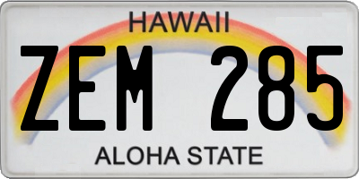 HI license plate ZEM285