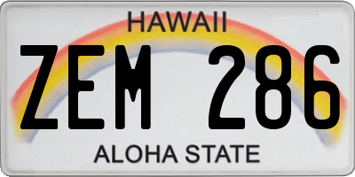 HI license plate ZEM286