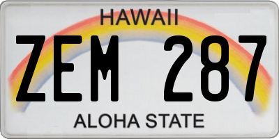 HI license plate ZEM287