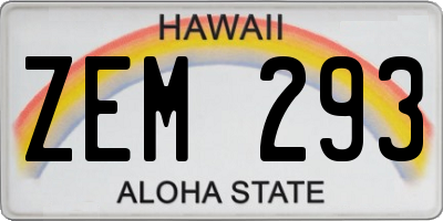 HI license plate ZEM293