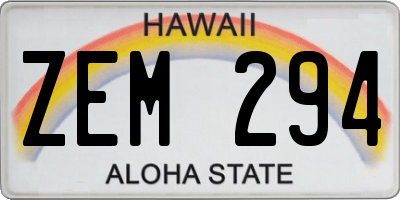 HI license plate ZEM294