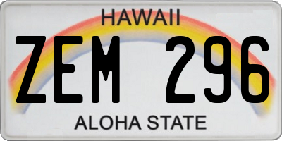 HI license plate ZEM296