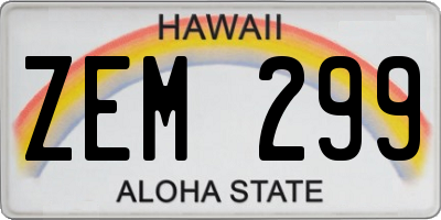 HI license plate ZEM299