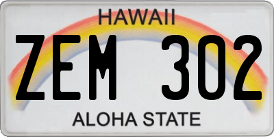 HI license plate ZEM302